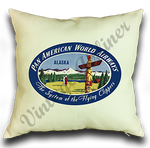 Pan American World Airways Alaska Vintage Linen Pillow Case Cover