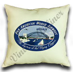 Pan American World Airways Australia Vintage Linen Pillow Case Cover