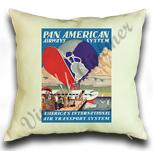 Pan American World Airways Old Vintage Linen Pillow Case Cover