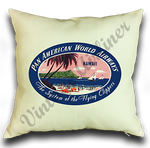 Pan American World Airways Hawaii Vintage Linen Pillow Case Cover