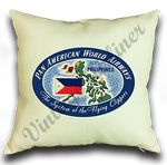 Pan American World Airways Philippines Vintage Linen Pillow Case Cover