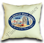 Pan American World Airways USA Vintage Linen Pillow Case Cover