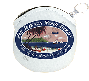 Pan American Airways Vintage Hawaii Bag Sticker Round Coin Purse