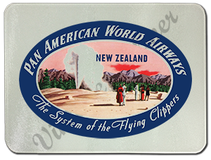 Pan Am Vintage New Zealand Bag Sticker Glass Cutting Board