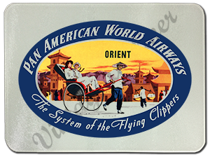 Pan Am Vintage Orient Bag Sticker Glass Cutting Board