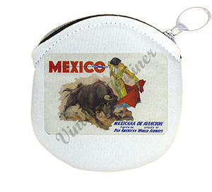 Pan American Airways Vintage Mexico Bag Sticker Round Coin Purse