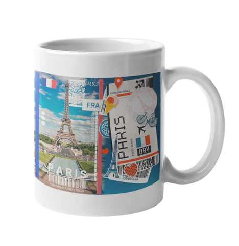 Ticket To Paris Collage Art Coffee Mug