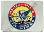 Philippine Air Lines Vintage Bag Sticker Glass Cutting Board