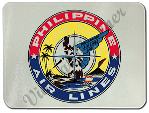 Philippine Air Lines Vintage Bag Sticker Glass Cutting Board