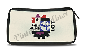 LOT Polish Airlines 1960's Vintage Bag Sticker Travel Pouch