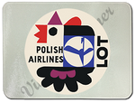 Polish Airlines 1960's Bag Sticker Glass Cutting Board