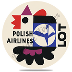 LOT Polish Airlines 1960's Vintage Round Coaster