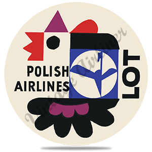 LOT Polish Airlines 1960's Vintage Round Coaster