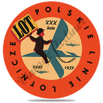 LOT Polish Airlines 1940's Vintage Round Coaster
