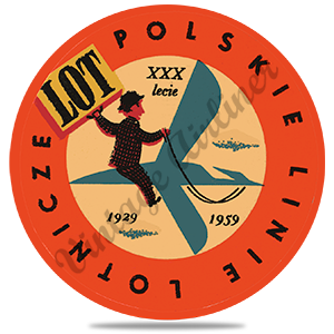 LOT Polish Airlines 1940's Vintage Round Coaster