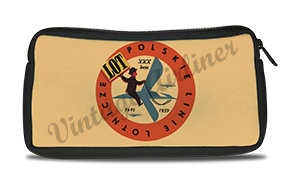 LOT Polish Airlines 1940's Vintage Bag Sticker Travel Pouch