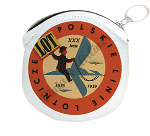 LOT Polish Airlines 1940's Vintage Bag Sticker Round Coin Purse