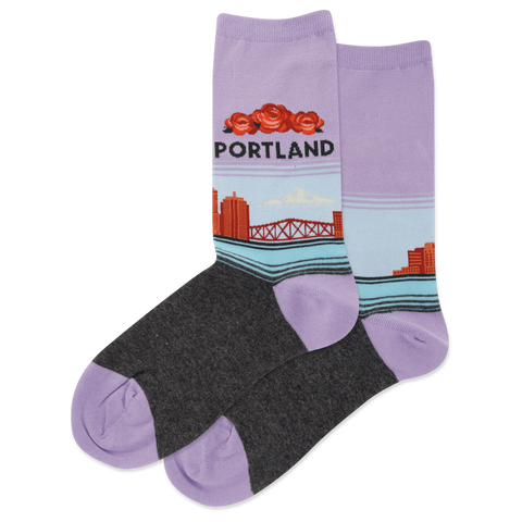 Portland Women's Travel Themed Crew Socks