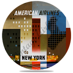 AA New York 1960's Travel Poster Round Coaster