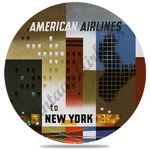 AA New York 1960's Travel Poster Round Coaster