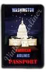 AA Washington DC 1960's Travel Poster Passport Case