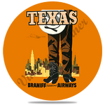 Braniff Airways Texas 1960's Travel Poster Round Coaster