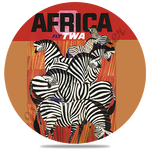 TWA Africa Travel Poster Round Coaster