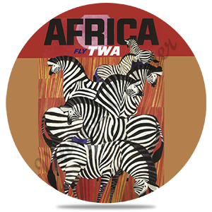 TWA Africa Travel Poster Round Coaster