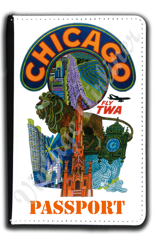 TWA Chicago Travel Poster Passport Case