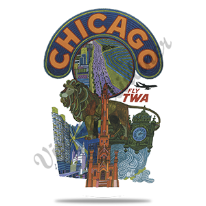 TWA Chicago Travel Poster Round Coaster