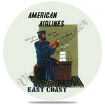 East Coast American Airlines Original Travel Poster Round Coaster