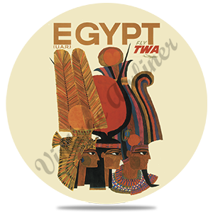 TWA Egypt Travel Poster Bag Sticker Round Coaster