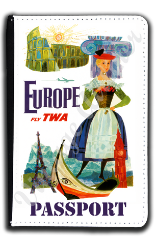 TWA Europe Travel Poster Passport Case