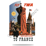 TWA France Travel Poster Round Coaster