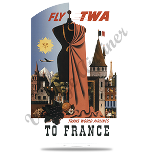 TWA France Travel Poster Round Coaster