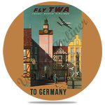 TWA Fly To Germany Travel Poster Round Coaster