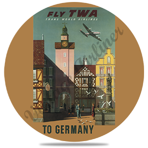 TWA Fly To Germany Travel Poster Round Coaster