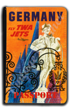 TWA Germany 1950's Travel Poster Passport Case