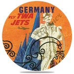 TWA Germany 1950's Travel Poster Round Coaster