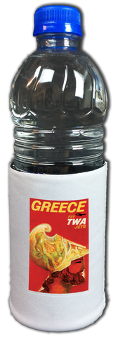 TWA Greece Travel Poster Bag Sticker Koozie