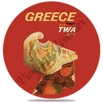 TWA Greece Travel Poster Round Coaster