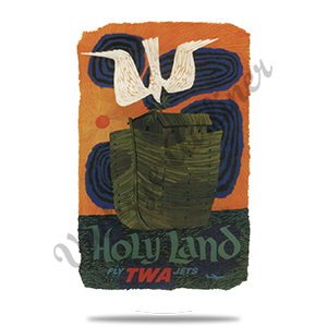 TWA Holy Land Travel Poster Round Coaster