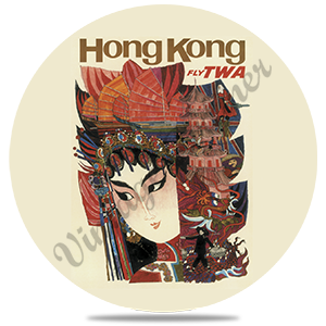 TWA Hong Kong Travel Poster Round Coaster