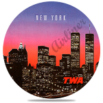 TWA New York City 1980's Travel Poster Round Coaster