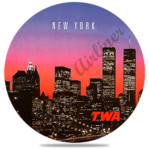 TWA New York City 1980's Travel Poster Round Coaster