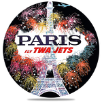 TWA Paris Travel Poster Bag Sticker Round Coaster