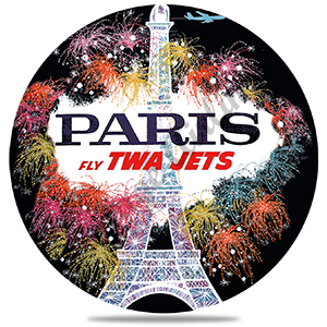 TWA Paris Travel Poster Bag Sticker Round Coaster