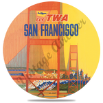 TWA San Francisco 1960's Travel Poster Round Coaster