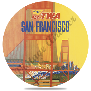 TWA San Francisco 1960's Travel Poster Round Coaster