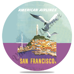 TWA San Francisco 1970's Travel Poster Round Coaster